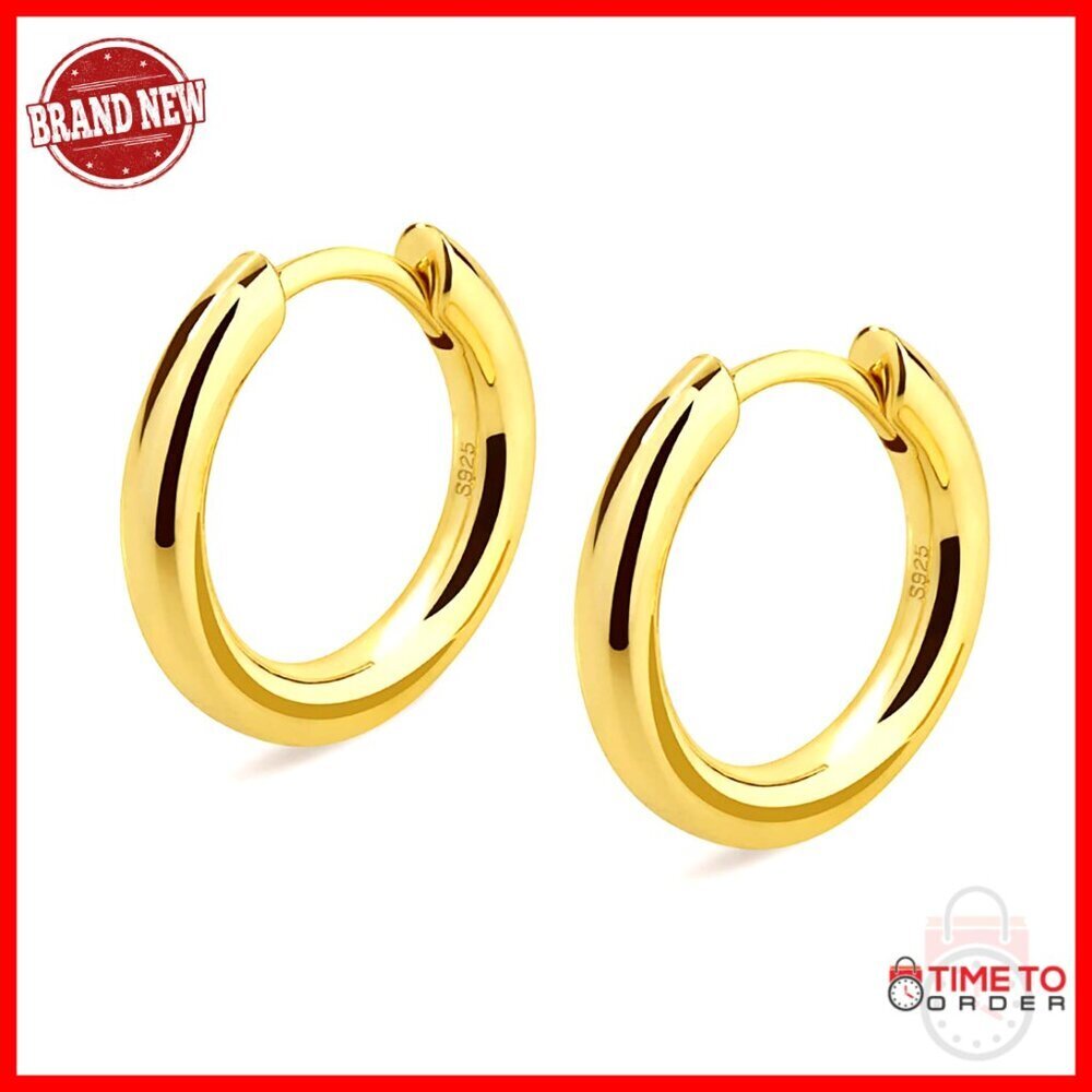 Sterling Silver Hoop Earrings, Hypoallergenic, 10-15mm, Men & Women